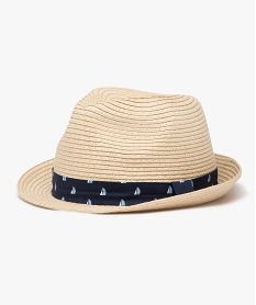 chapeau en paille de papier avec galon fantaisie garcon beigeJ875501_1