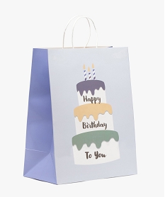 GEMO Sac cadeau danniversaire imprimé en papier recyclé bleu standard