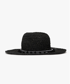 chapeau en paille forme capeline femme noir standardJ877601_1