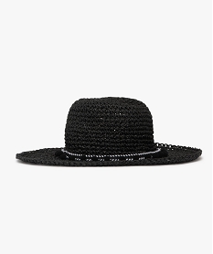 GEMO Chapeau en paille forme capeline femme noir standard