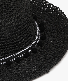 chapeau en paille forme capeline femme noir standardJ877601_2