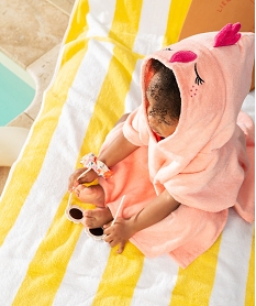 cape de bain en eponge bebe fille avec capuche poule roseJ879401_4