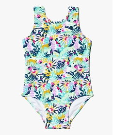 GEMO Maillot de bain 1 pièce jungle à feston fille Vert