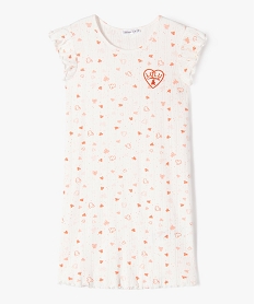 GEMO Chemise de nuit en coton finitions froncées fille - LuluCastagnette Blanc