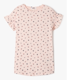 GEMO Chemise de nuit à manches courtes volantées fille Rose