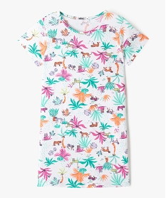 GEMO Chemise de nuit manches courtes à motif jungle fille Blanc