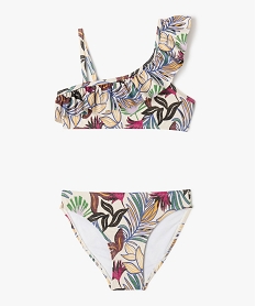 GEMO Maillot de bain 2 pièces à motifs fleuris avec brassière à volant fille Multicolore