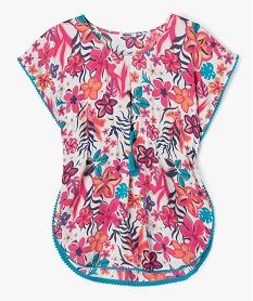 robe de plage forme poncho a motifs fleuris fille roseJ885601_1
