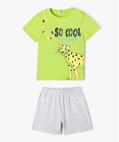 GEMO Pyjashort bicolore avec motif léopard garçon Vert