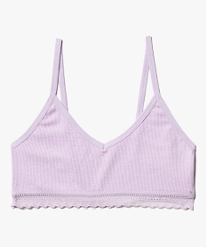 GEMO Brassière à fines bretelles en maille côtelée fille Violet