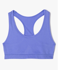 GEMO Brassière dos nageur en microfibre côtelée sans coutures fille bleu chine