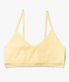 GEMO Brassière à fines bretelles en maille côtelée fille jaune vif