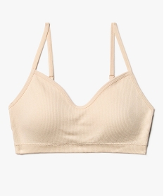 GEMO Brassière à fines bretelles en maille côtelée avec mousses amovibles fille beige standard