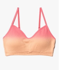 GEMO Brassière à fines bretelles en maille côtelée avec mousses amovibles fille Rose