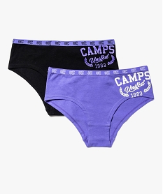 GEMO Shorties en coton stretch avec inscription fille (lot de 3) - Camps United Violet
