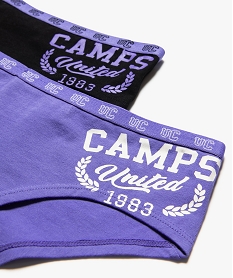 shorties en coton stretch avec inscription fille (lot de 3) - camps united violetJ891801_2