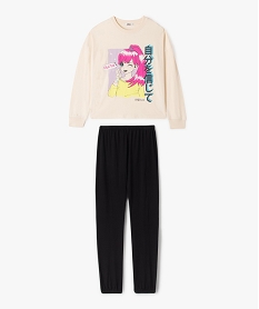 GEMO Pyjama en coton avec motif manga fille rose standard