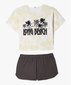GEMO Pyjashort bicolore avec motif plage fille jaune standard
