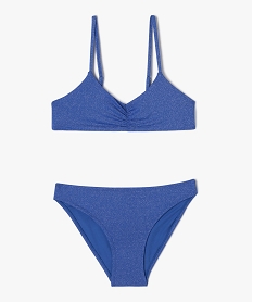 GEMO Maillot de bain deux pièces à paillettes fille Bleu