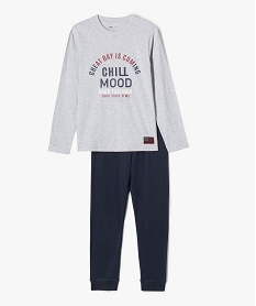 GEMO Pyjama léger bicolore avec inscription sur le haut garçon gris standard