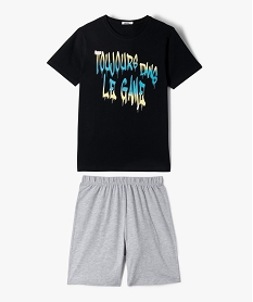 pyjashort avec inscription bicolore garcon noirJ897201_1