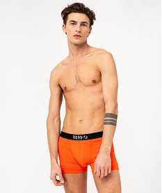 GEMO Boxers en coton stretch motif mangas homme (lot de 2) Orange