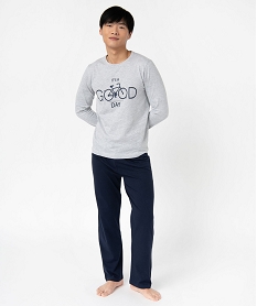 GEMO Pyjama à manches longues et pantalon large homme gris standard