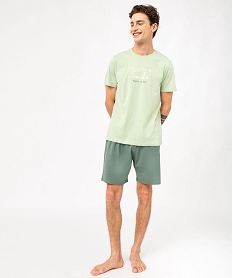 GEMO Pyjashort en coton avec haut à message homme Vert