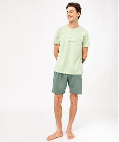 GEMO Pyjashort en coton avec haut à message homme vert standard