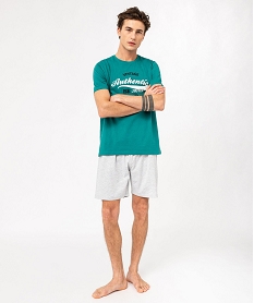 GEMO Pyjashort en coton avec haut imprimé homme vert standard