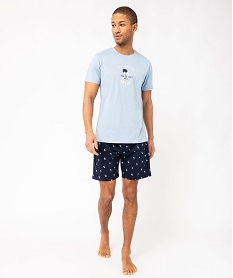 GEMO Pyjashort en coton motif palmiers homme bleu vif