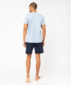 pyjashort en coton motif palmiers homme bleuJ902901_3