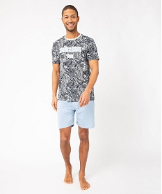 GEMO Pyjashort en coton motif feuillage homme Bleu