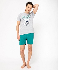 GEMO Pyjashort en coton imprimé homme - One Piece gris standard