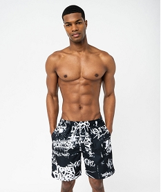 GEMO Short de surf imprimé graffiti homme noir standard