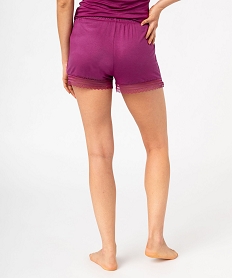 short de pyjama en maille fluide avec bas en dentelle femme violetJ905001_3