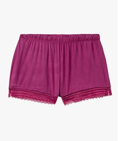 short de pyjama en maille fluide avec bas en dentelle femme violetJ905001_4