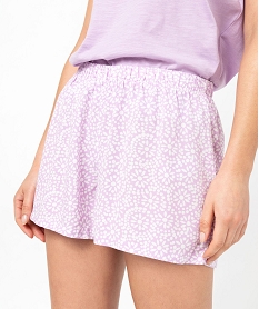 short de pyjama imprime en viscose femme violet bas de pyjamaJ905501_2