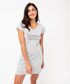 GEMO Chemise de nuit imprimée à manches courtes femme Gris