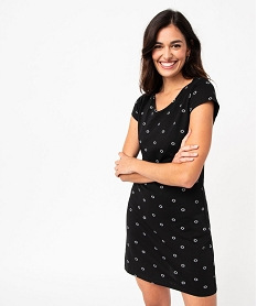 GEMO Chemise de nuit imprimée à manches courtes femme Noir