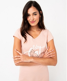 chemise de nuit imprimee a manches courtes femme rose nuisettes chemises de nuitJ906601_2