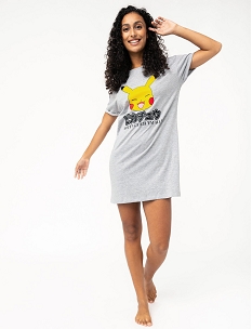 GEMO Chemise de nuit avec motif Pikachu femme - Pokemon Gris