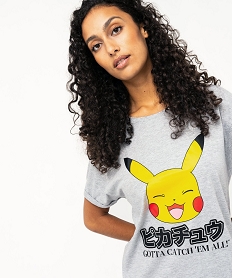chemise de nuit avec motif pikachu femme - pokemon grisJ907101_2