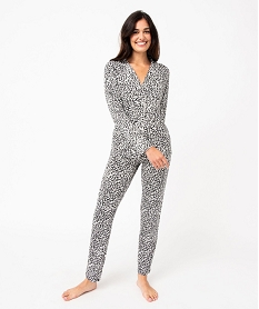 pyjama deux pieces femme   chemise et pantalon noir pyjamas ensembles vestesJ908101_1