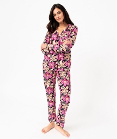 GEMO Pyjama deux pièces femme : chemise et pantalon Rose