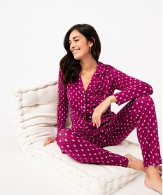 GEMO Pyjama deux pièces femme : chemise et pantalon rouge vif