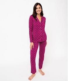 pyjama deux pieces femme   chemise et pantalon violet pyjamas ensembles vestesJ908301_2