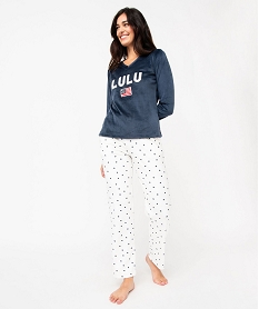 pyjama en velours femme - lulucastagnette bleu pyjamas ensembles vestesJ908401_1