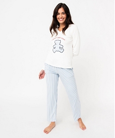 GEMO Pyjama en velours femme - LuluCastagnette Blanc
