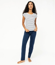 GEMO Pyjama bicolore avec message femme blanc standard